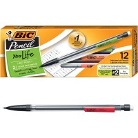BIC XTRA LIFE MECHANICAL PENCIL CLEAR BARREL .7MM BLACK 12X
